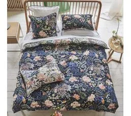 DESIGNERS GUILD Housse De Couette Imprimée En Satin De Coton Bleu 200x200