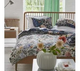 DESIGNERS GUILD Housse De Couette Imprimée En Satin De Coton Bleu 200x200