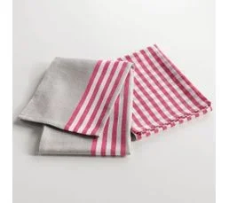 DOUCEUR D'INTERIEUR 2 Torchons 50 X 70 Cm Coton Tisse Pink Star Rose