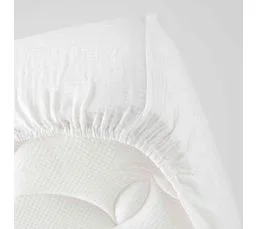 DOUCEUR D'INTERIEUR Drap Housse Gaze De Coton 140 X 190 Cm Tendance Uni Blanc