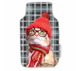 DOUCEUR D'INTERIEUR Housse De Bouillotte 21 X 34 Cm Chat à Lunettes