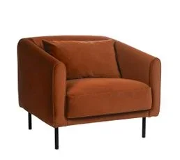 DRAWER Fauteuil En Velours Pieds Droits En Métal