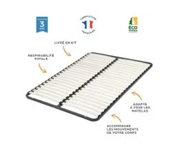 EBAC Sommier Démontable 90x190 22 Lattes - 22 Lattes Bois - Fabrication Française