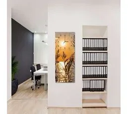 FEEBY Horloge Murale Paysage Soleil Couchant Silhouette Herbes 25 X 65 Cm Orange