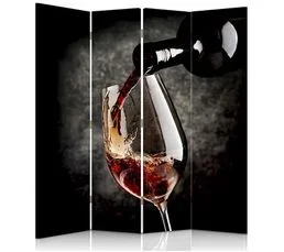 FEEBY Paravent Décoratif Élégance Vin Rouge Pour Intérieur 145 X 180 Cm - 1 Face Déco Noir