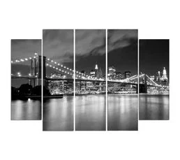 FEEBY Tableau Pont De Brooklyn La Nuit 200 X 100 Cm Noir