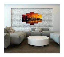 FEEBY Tableau Pont De Brooklyn, Manhattan Au Coucher Du Soleil 300 X 140 Cm Orange