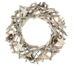 FEERIC LIGHTS AND CHRISTMAS Couronne De Noël En Bois Et Branches - Diam. 32 Cm - Gris