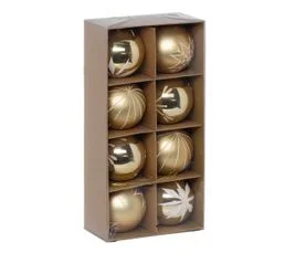 FEERIC LIGHTS AND CHRISTMAS Déco De Sapin Lot De 8 Boules De Noël D 8 Cm - Doré Et Blanc