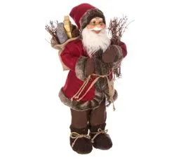 FEERIC LIGHTS AND CHRISTMAS Père Noël Traditionnel En Velours Rouge Et Fourrure Marron H 45 Cm