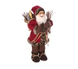 FEERIC LIGHTS AND CHRISTMAS Père Noël Traditionnel En Velours Rouge Et Fourrure Marron H 45 Cm