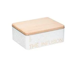 FIVE Boîte à Thé et Infusions En Métal Blanc Déco Relief Beige
