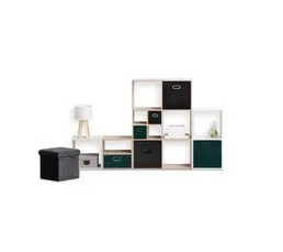 FIVE Lot De 6 Boites De Rangement En Tissu - 31x31x15cm - Bleu Pétrol