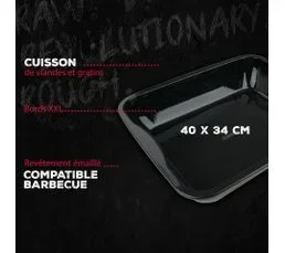 FM PROFESSIONAL Lot De 2 Plats De Cuisson En Acier Émaillé