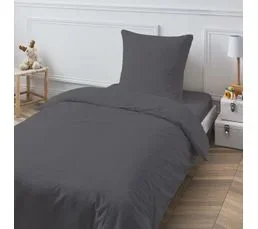 FUTURE HOME Drap Housse En Coton 57 Fils Uni Bonnet 25cm Zinc 90x200cm Coton Unis