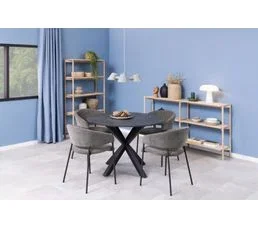 HELLIN Chaise Scandinave En Tissu Et Pieds En Métal Noir (lot De 2) - Zola