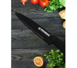 HERZBERG Set De Couteaux Avec Support 8 Pièces Marbre Noir Herzberg Hgmsn8blm