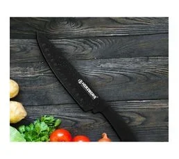 HERZBERG Set De Couteaux Avec Support 8 Pièces Marbre Noir Herzberg Hgmsn8blm