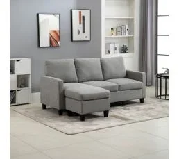 HOMCOM Canapé D'angle 3 Places Méridienne Réversible Tissu Polyester