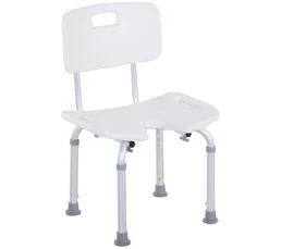 HOMCOM Chaise De Douche Assise Hauteur Réglable Alu Hdpe Blanc