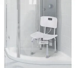 HOMCOM Chaise De Douche Assise Hauteur Réglable Alu Hdpe Blanc