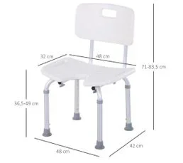 HOMCOM Chaise De Douche Assise Hauteur Réglable Alu Hdpe Blanc