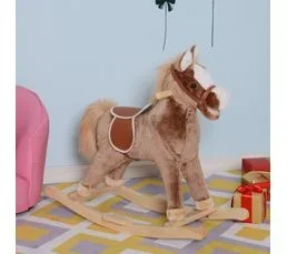 HOMCOM Cheval à Bascule Cowboy Brun