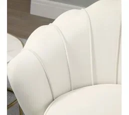HOMCOM Fauteuil Design Coquillage Pieds Dorés Effilés Velours Blanc Laiteux