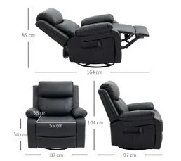 HOMCOM Fauteuil Luxe De Relaxation Et Massage Réglable Noir