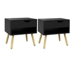 HOMCOM Lot De 2 Tables De Chevet Design Scandinave - Bois - Noir