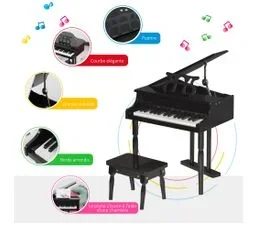 HOMCOM Piano à Queue Enfant En Bois 30 Touches Tabouret Inclus