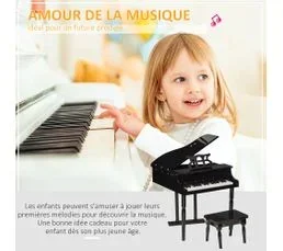 HOMCOM Piano à Queue Enfant En Bois 30 Touches Tabouret Inclus
