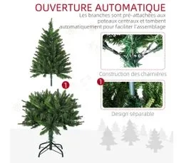 HOMCOM Sapin De Noël Artificiel Imitation Nordmann Vert