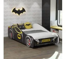 HT MEUBLES Lit Enfant super héros Voiture Batman Noir – Batcar, Batmobile  - 140 x 70 cm sommier inclus