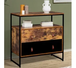 ID MARKET Commode 2 Tiroirs Chicago 80 Cm Design Industriel