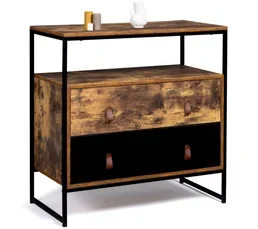 ID MARKET Commode 2 Tiroirs Chicago 80 Cm Design Industriel