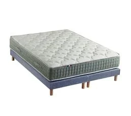 IDLITERIE Ensemble + Matelas Ressort 7 Zones Face Hiver/eté Différente Hygge 2x90 X 200 Cm Bleu Denim