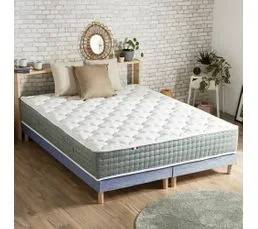 IDLITERIE Ensemble + Matelas Ressort 7 Zones Face Hiver/eté Différente Hygge 2x90 X 200 Cm Bleu Denim
