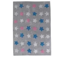 IMPALO Tapis Enfant 60x110 Rectangle Fait Main En Coton Multicolore Cetoil