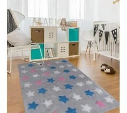 IMPALO Tapis Enfant 60x110 Rectangle Fait Main En Coton Multicolore Cetoil