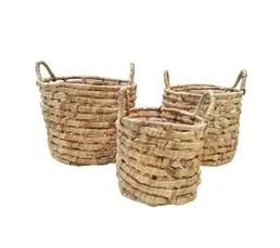 INTEMPORA Set De 3 Paniers Tressés En Jacinthe D'eau - Beige