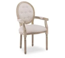 INTENSEDECO Fauteuil Médaillon Capitonné Louis Xvi Tissu Beige