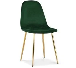 INTENSEDECO Lot De 4 Chaises Bali Velours Vert Pieds Or
