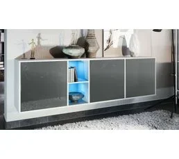 JAD Corps En Blanc Mat  Façades Gris Haute Brillance Avec Éclairage LED 53 X 182 X 35 Cm