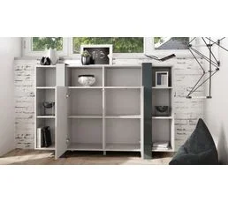 JAD Meuble Blanc Mat Et Pétrol Laqué(lxhxp) : 149 X 101 X 34 Cm