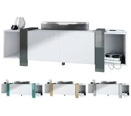 JAD Meuble TV Blanc Mat Et  Graphite   (lxhxp) : 149 X 45,5 X 34 Cm