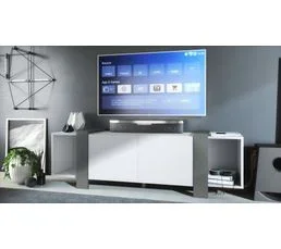 JAD Meuble TV Blanc Mat Et  Graphite   (lxhxp) : 149 X 45,5 X 34 Cm