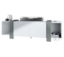 JAD Meuble TV Blanc Mat Et  Graphite   (lxhxp) : 149 X 45,5 X 34 Cm