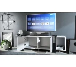JAD Meuble TV Blanc Mat Et  Graphite   (lxhxp) : 149 X 45,5 X 34 Cm