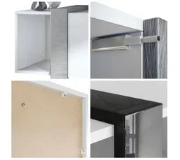 JAD Meuble TV Blanc Mat Et  Graphite   (lxhxp) : 149 X 45,5 X 34 Cm